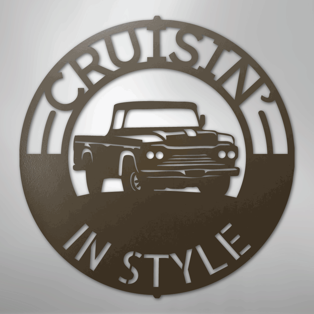 Classic Pickup Truck Monogram - Steel Sign