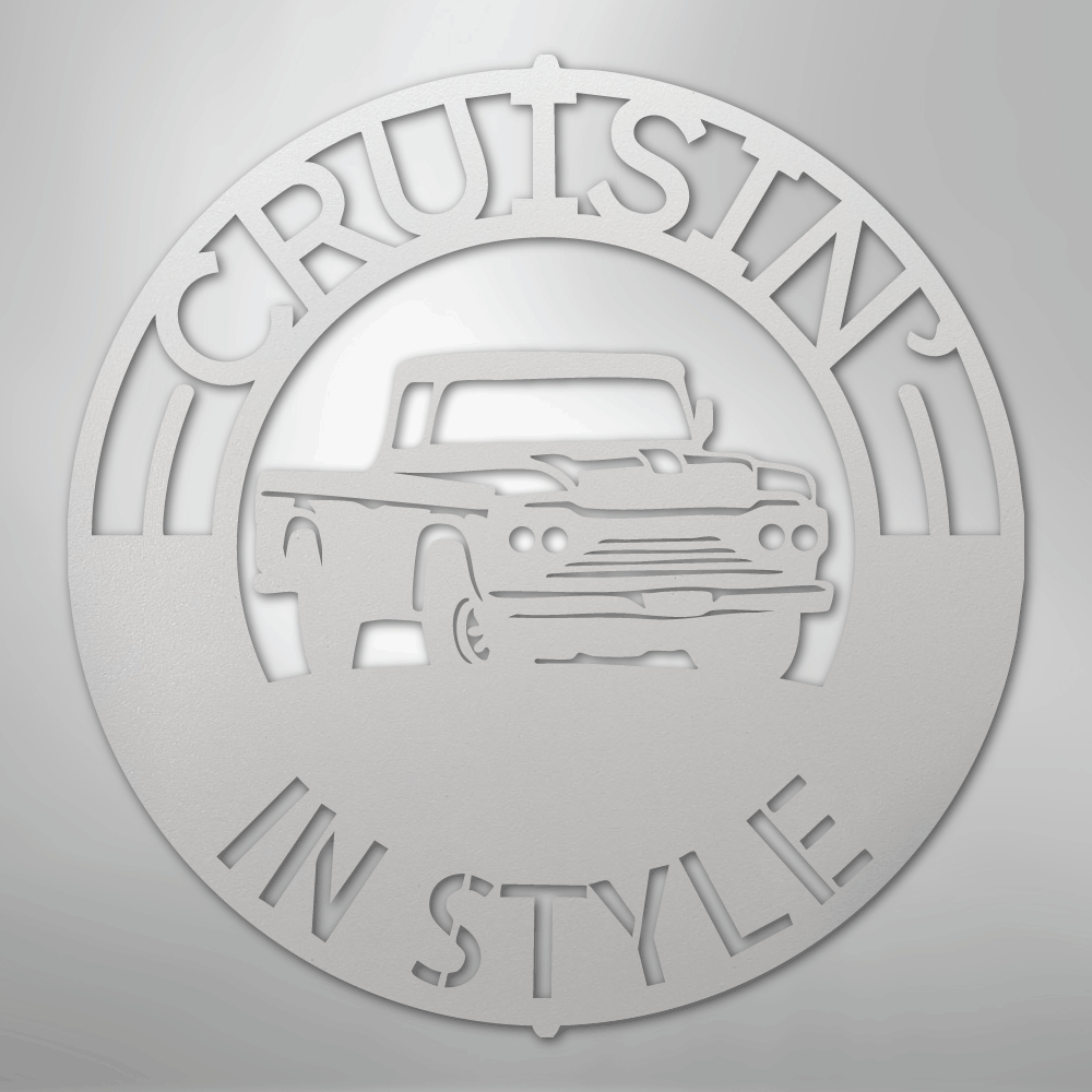 Classic Pickup Truck Monogram - Steel Sign