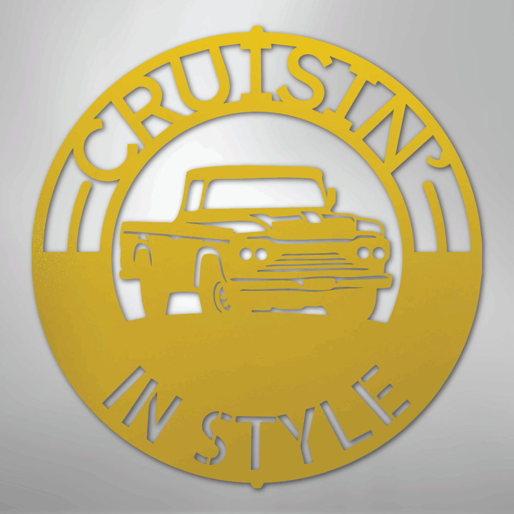 Classic Pickup Truck Monogram - Steel Sign