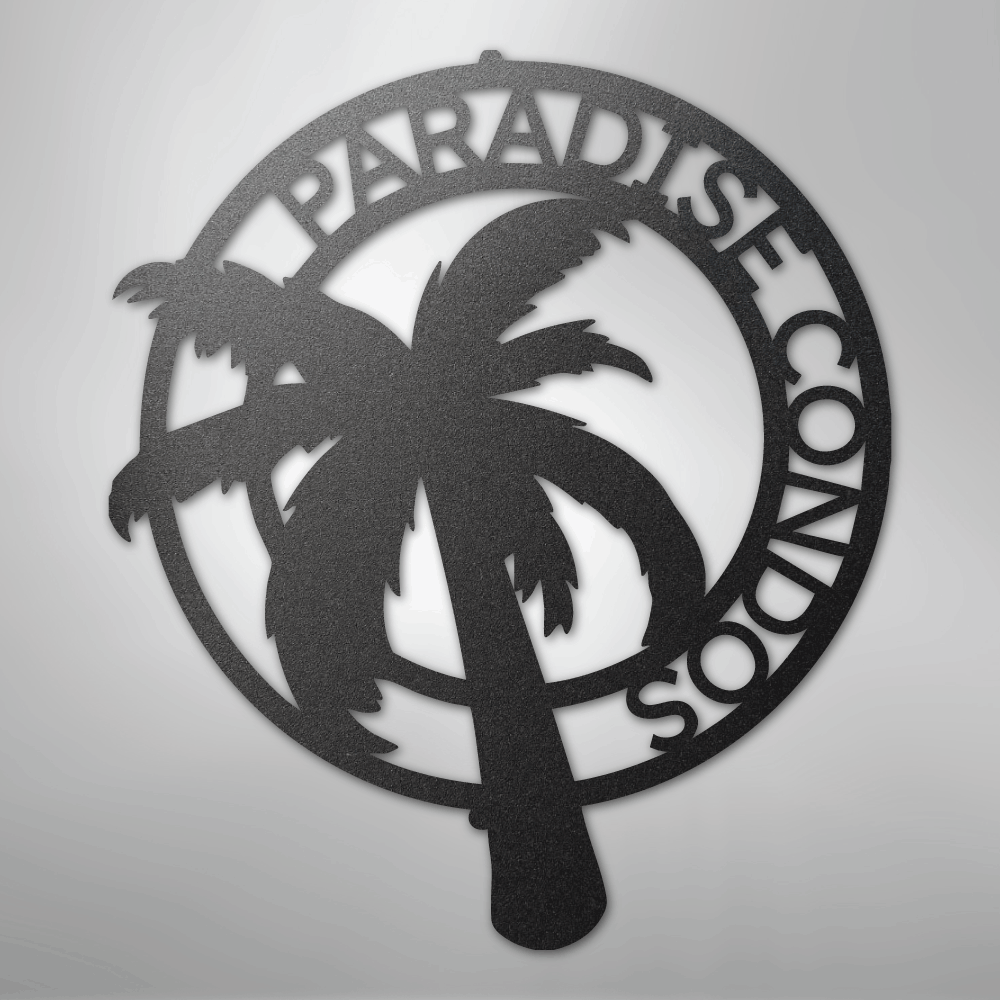 Palm Tree Monogram - Steel Sign