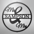 Mr and Mrs Circle Monogram - Steel Sign