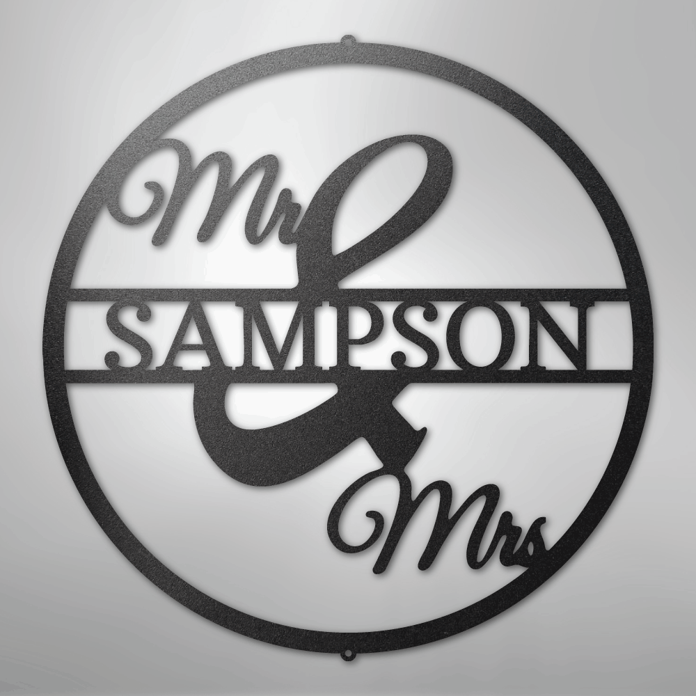 Mr and Mrs Circle Monogram - Steel Sign
