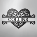 Fancy Heart Monogram - Steel Sign