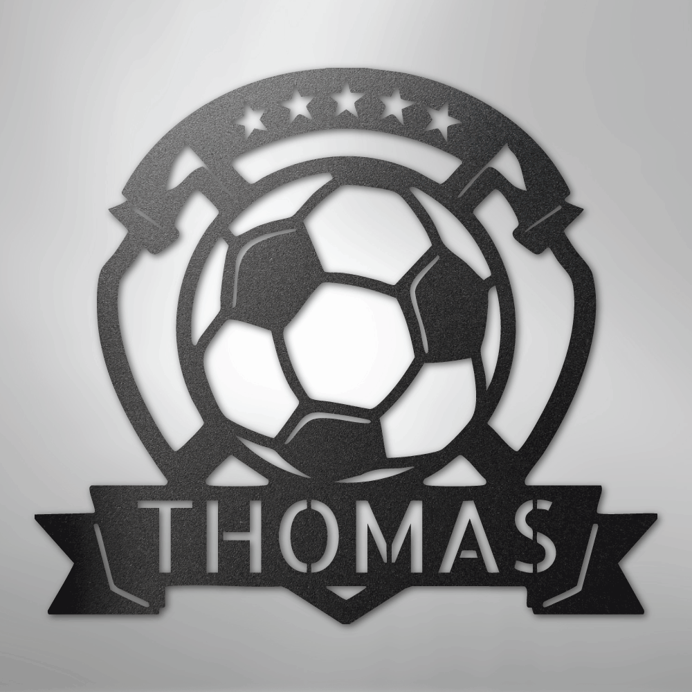 Soccer Plaque Monogram - Steel Sign