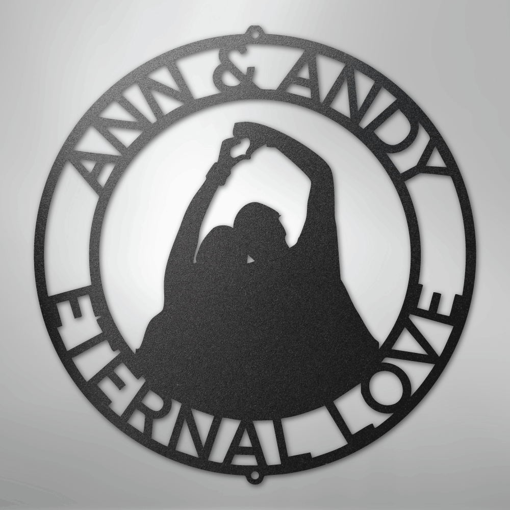 Couple Silhouette Monogram 1 - Steel Sign