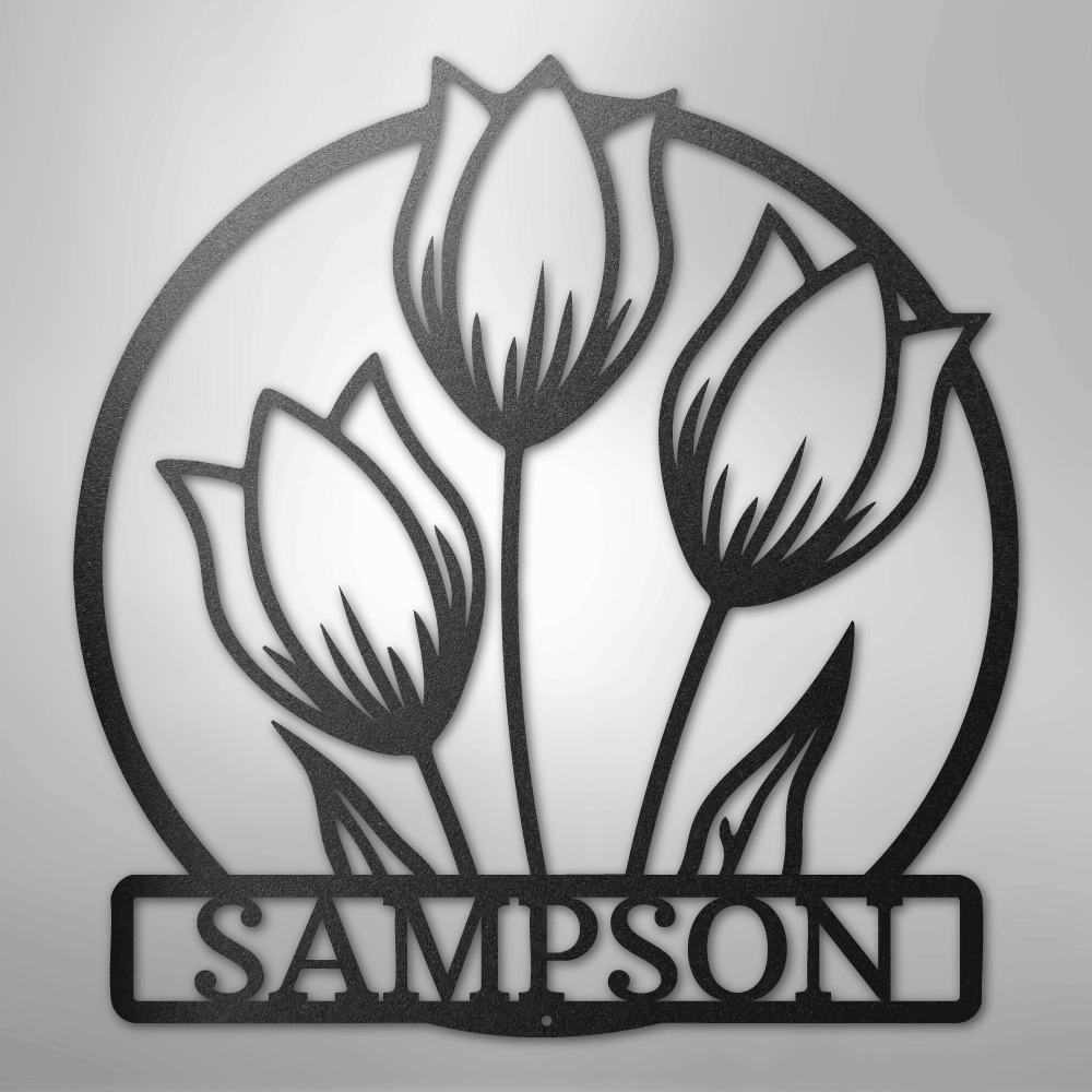Wild Tulip Monogram - Steel Sign