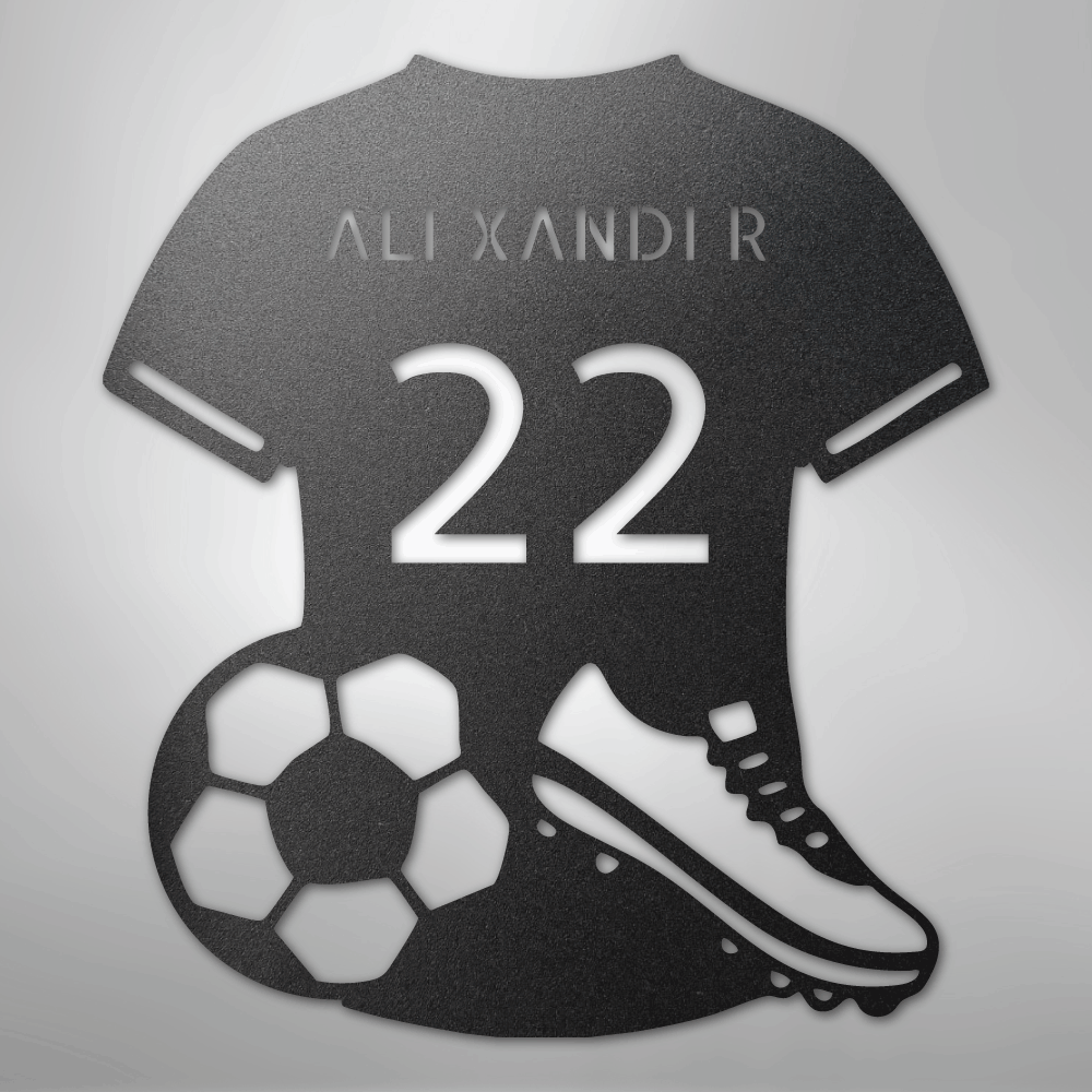 Soccer Jersey Monogram - Steel Sign