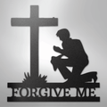 Kneeling Man Monogram - Steel Sign