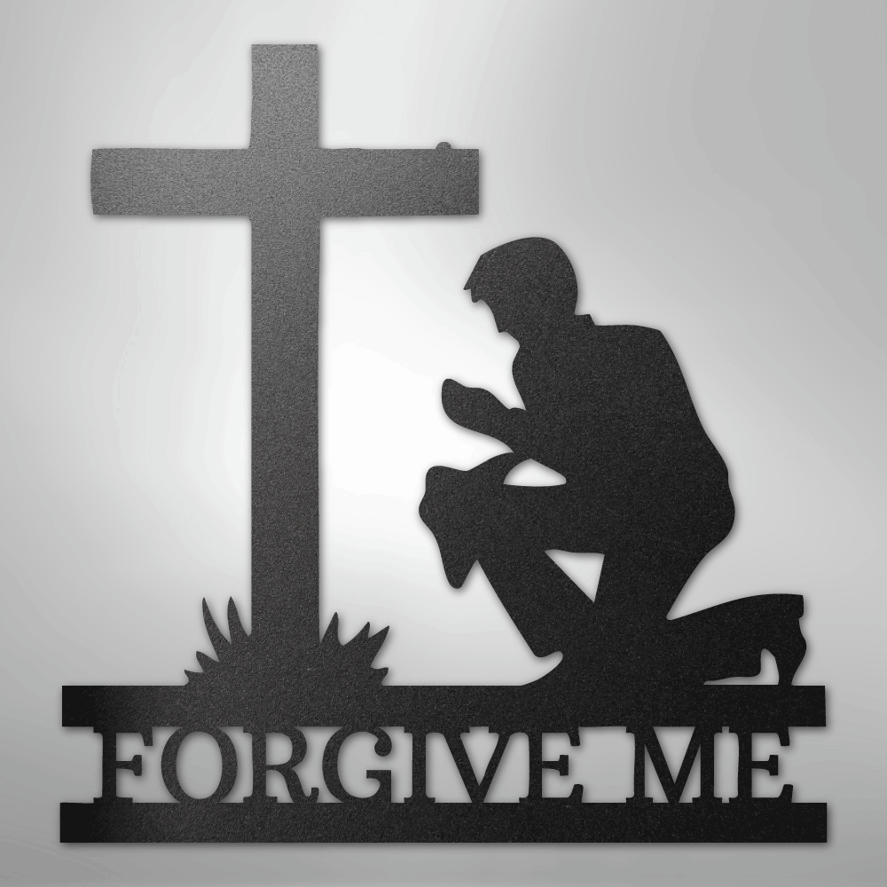 Kneeling Man Monogram - Steel Sign