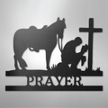 Kneeling Cowboy Monogram - Steel Sign
