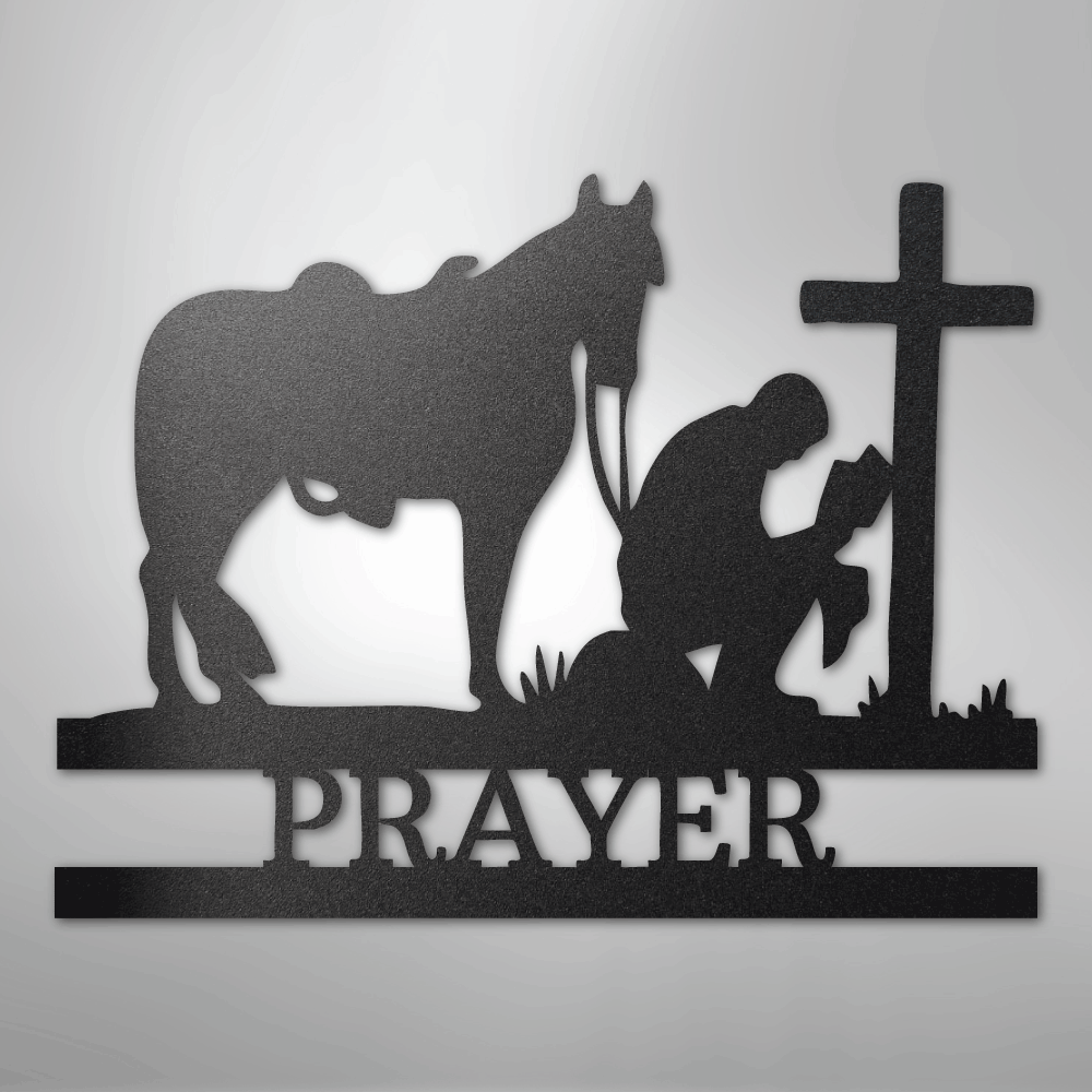 Kneeling Cowboy Monogram - Steel Sign