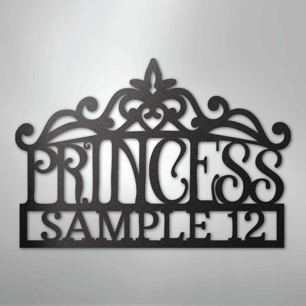Princess Crown Monogram - Steel Sign
