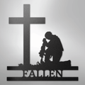 Kneeling Soldier Monogram - Steel Sign