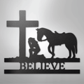Kneeling Cowgirl Monogram - Steel Sign