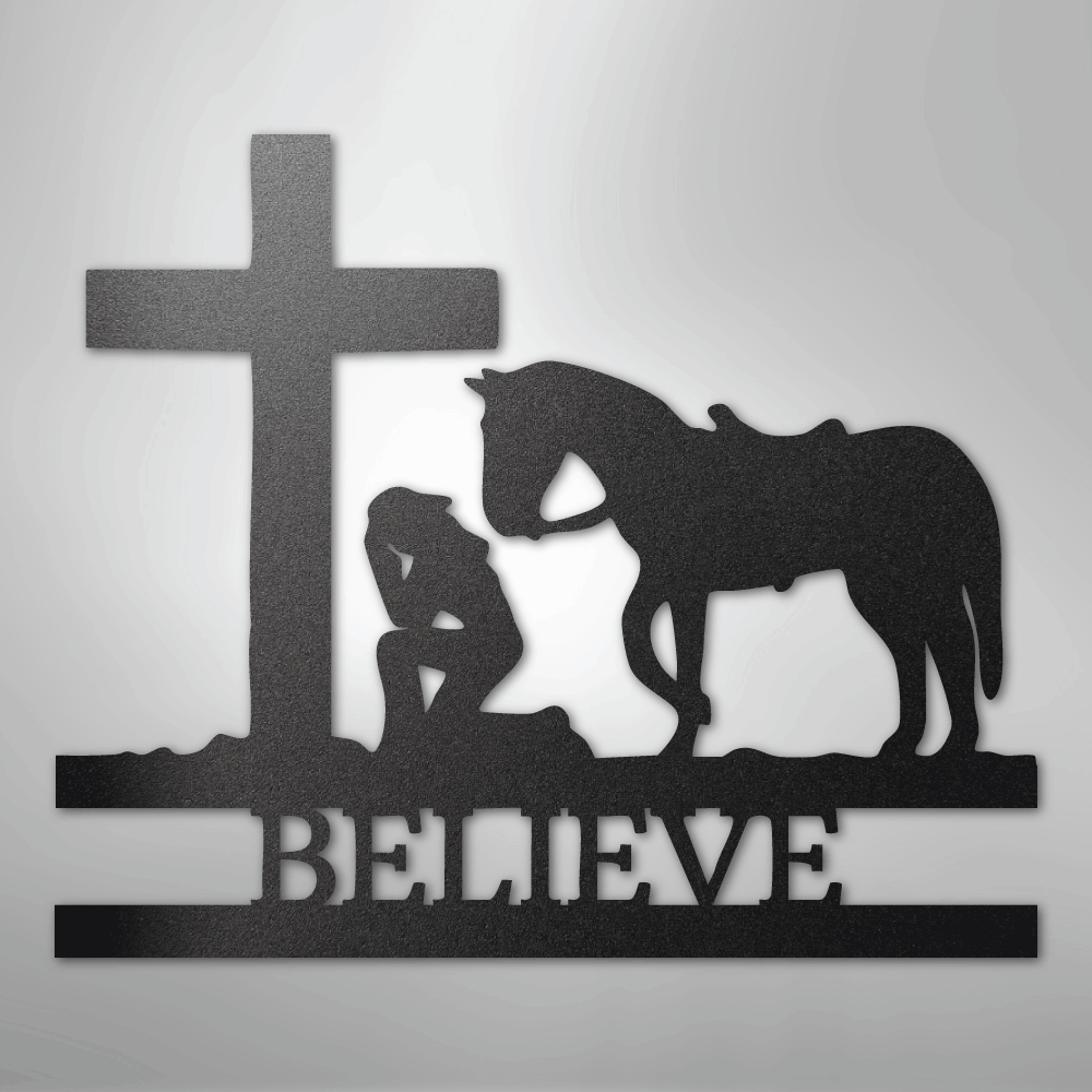 Kneeling Cowgirl Monogram - Steel Sign