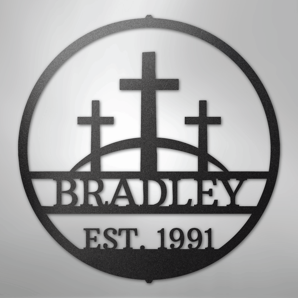 Three Crosses Monogram - Steel Sign