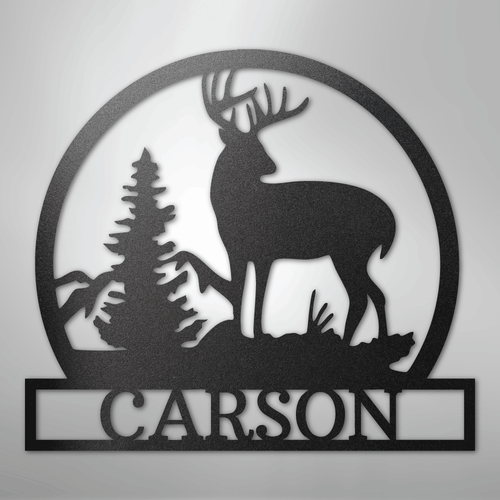 Outdoor Buck Monogram - Steel Sign