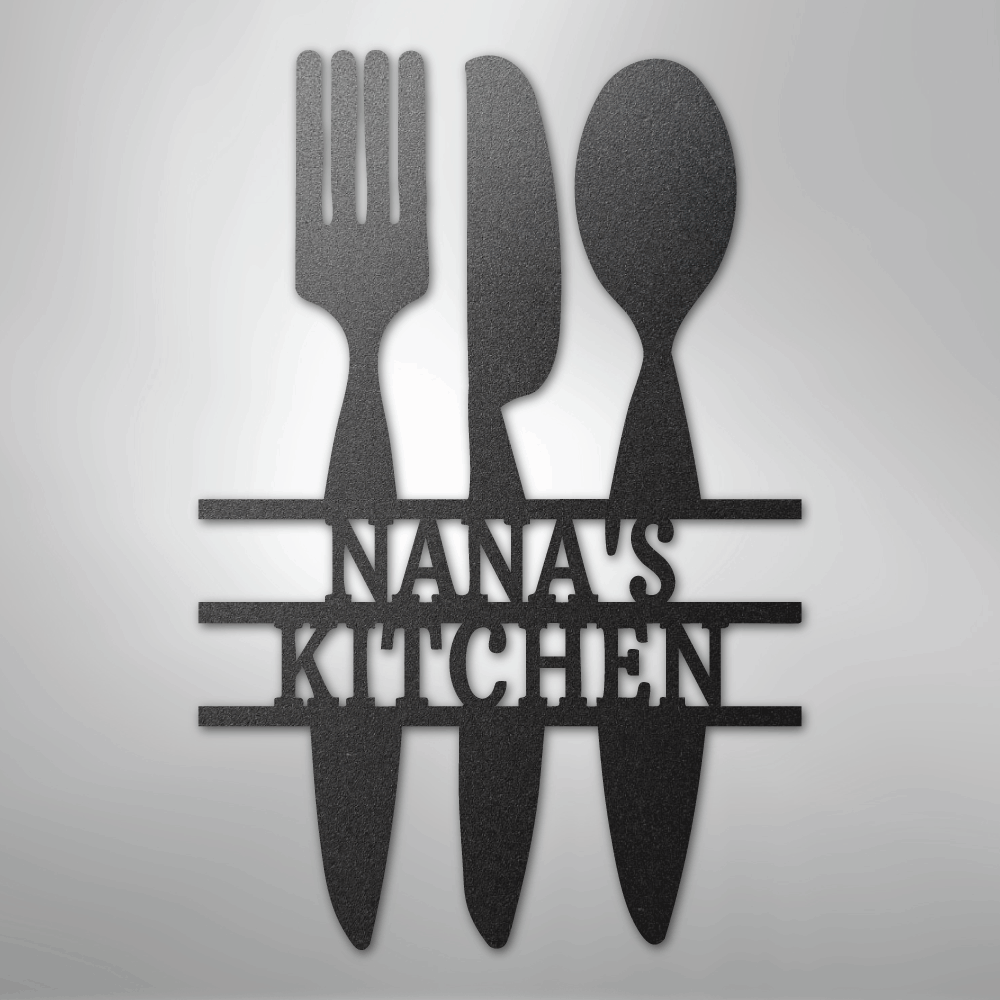 Kitchen Utensil Monogram - Steel Sign
