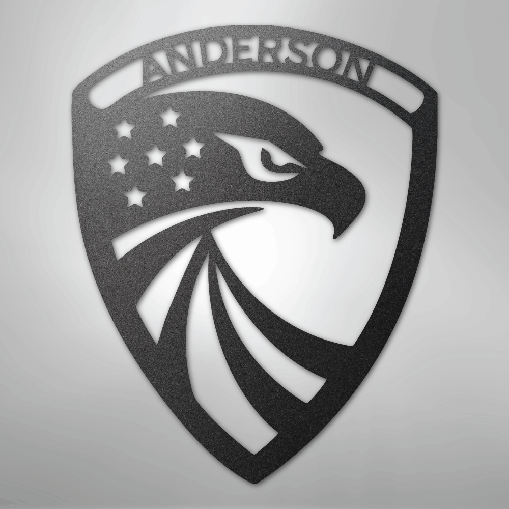 Modern Eagle Monogram - Steel Sign