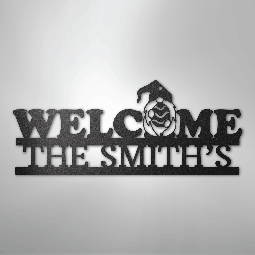 Welcome Gnome Monogram - Steel Sign
