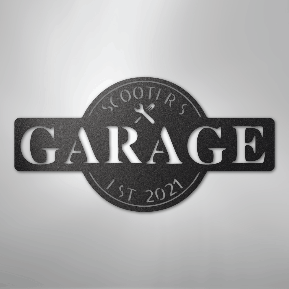 Garage Monogram - Metal Sign