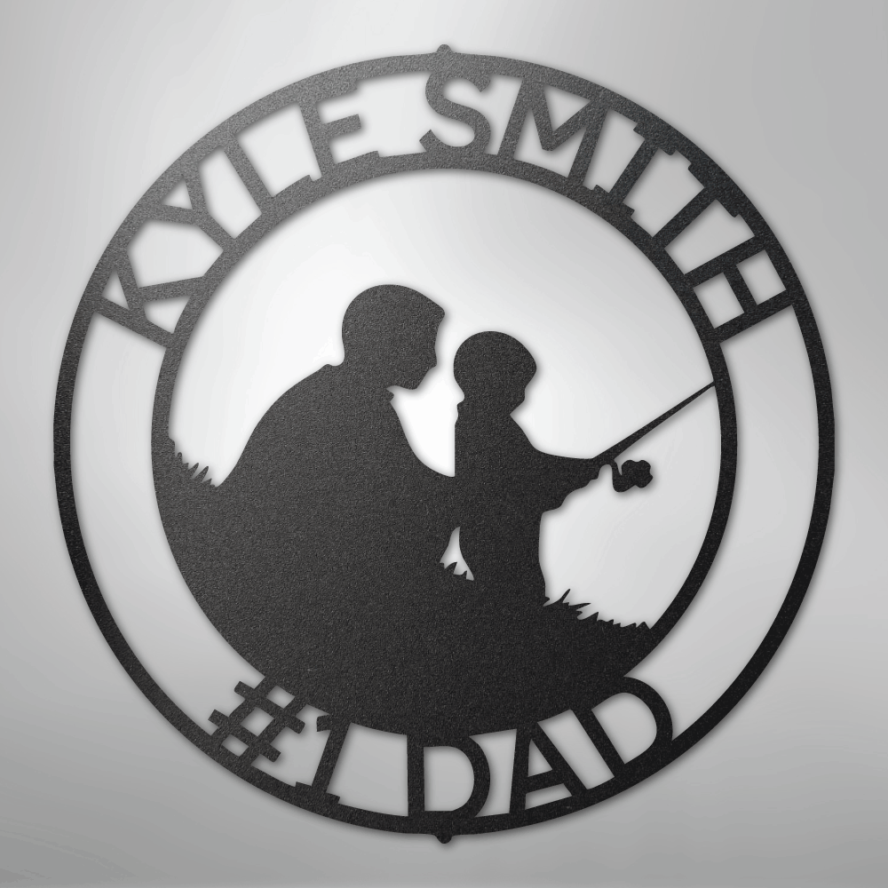 Father and Son Fishing Monogram - Steel Sign