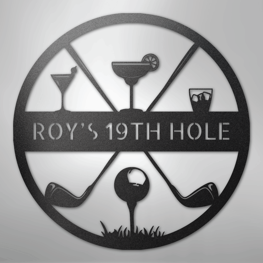 19th Hole Casual Monogram - Steel Sign