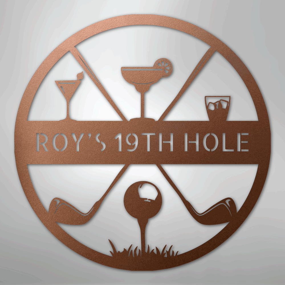 19th Hole Casual Monogram - Steel Sign
