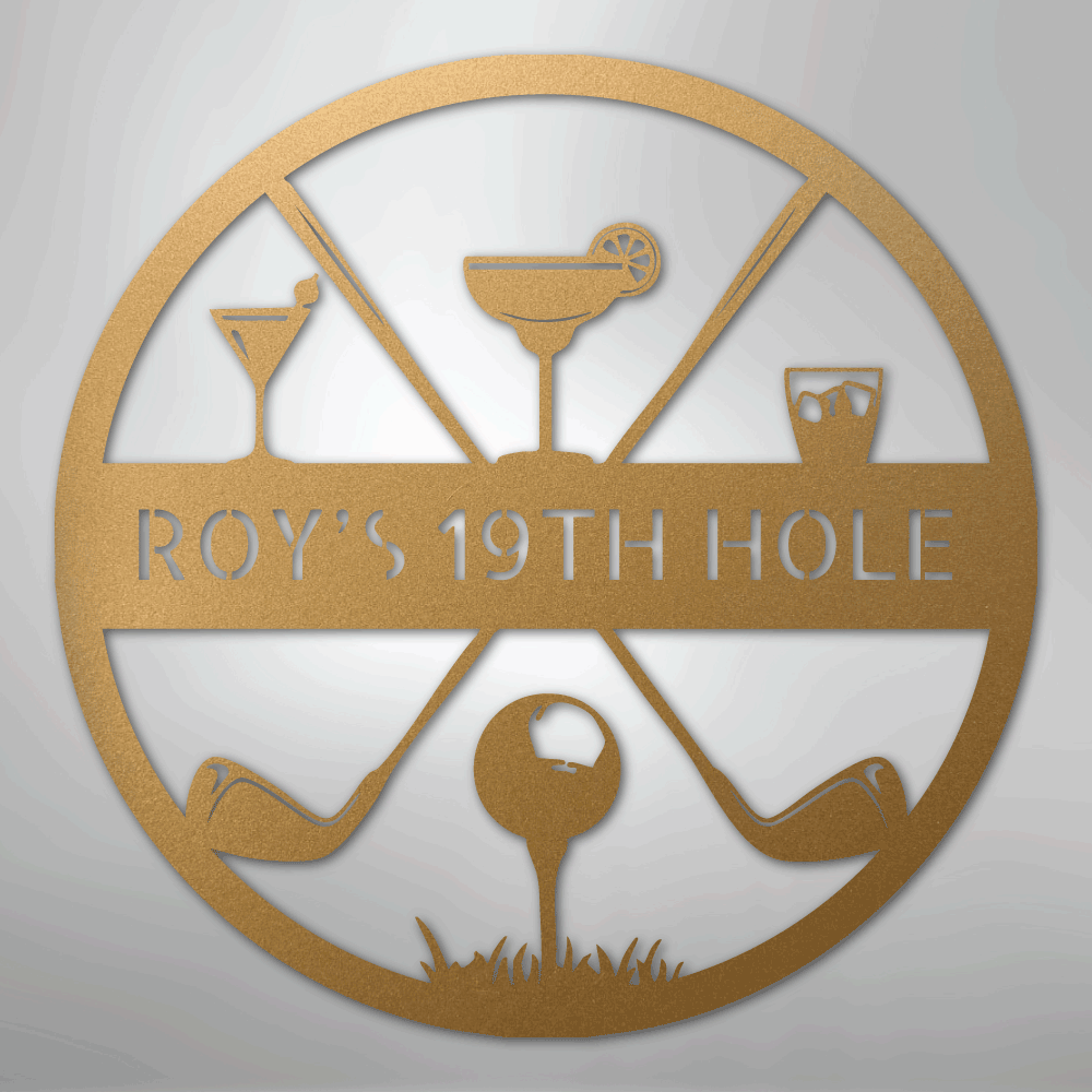 19th Hole Casual Monogram - Steel Sign