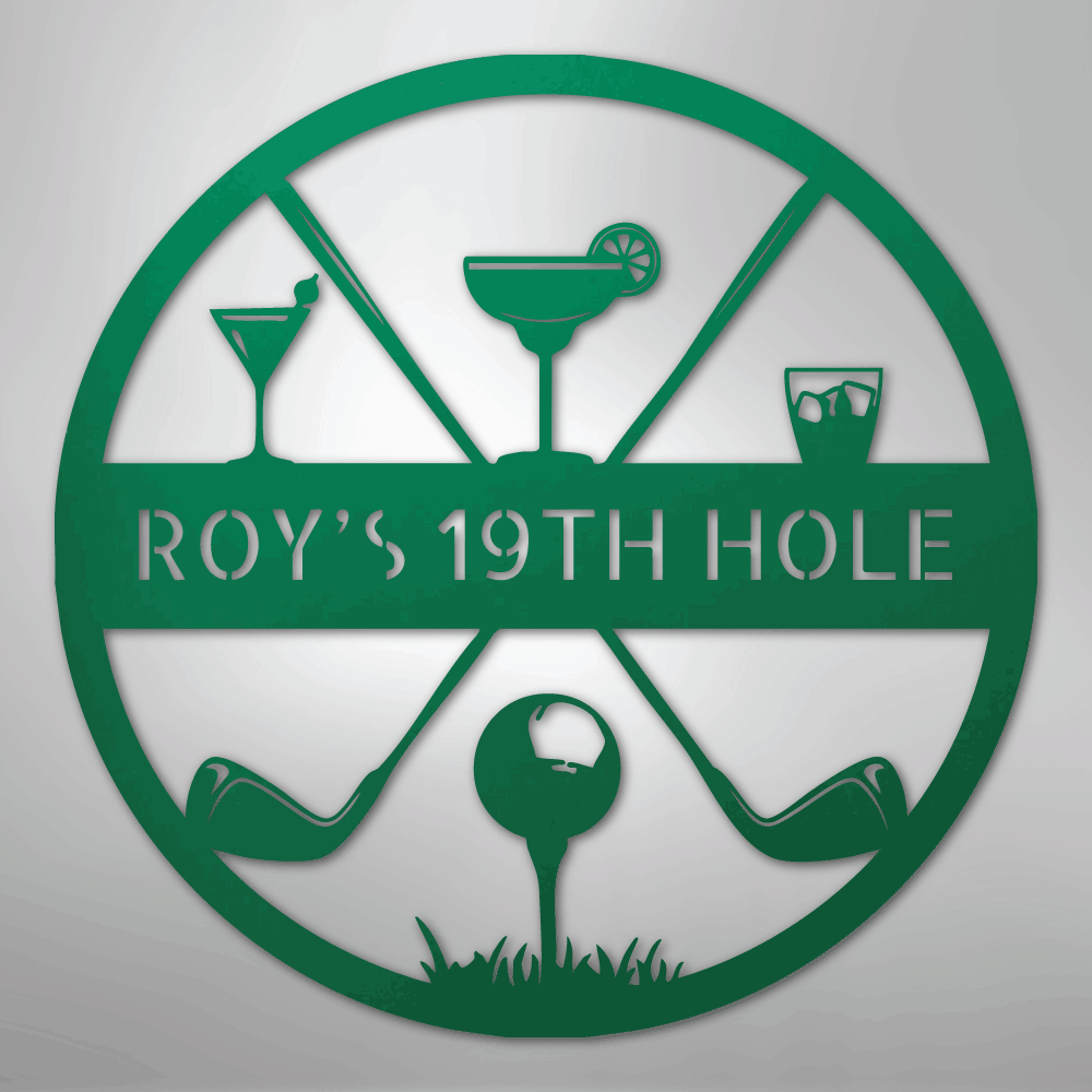 19th Hole Casual Monogram - Steel Sign