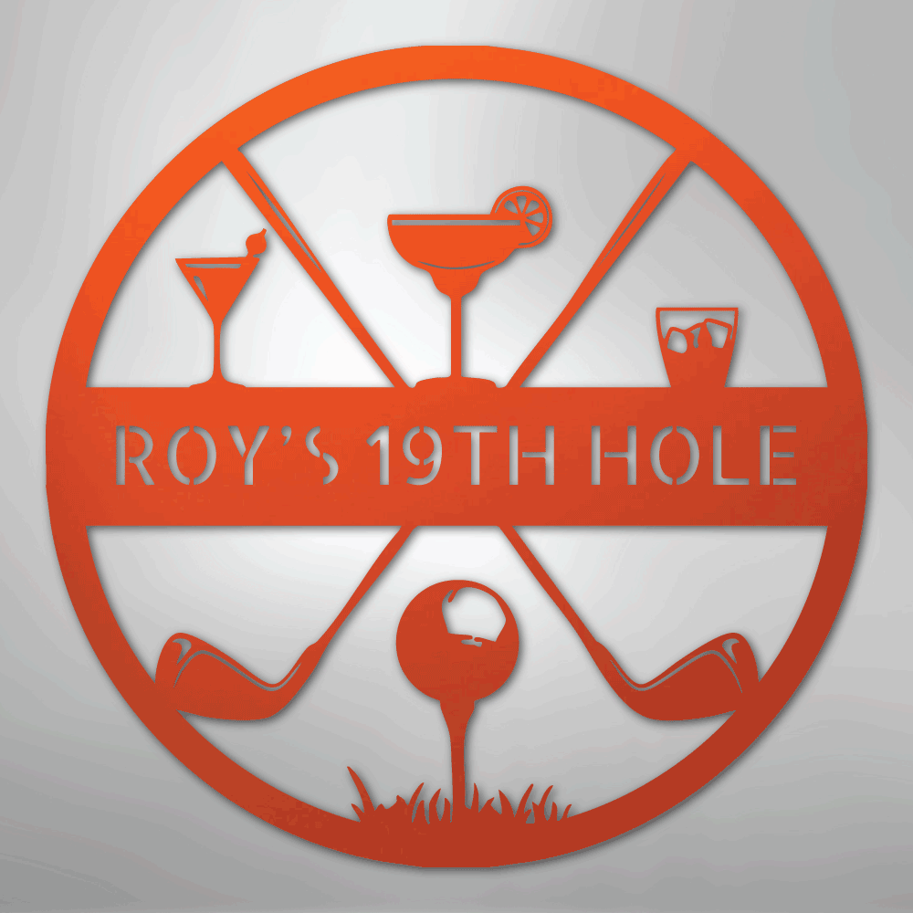 19th Hole Casual Monogram - Steel Sign