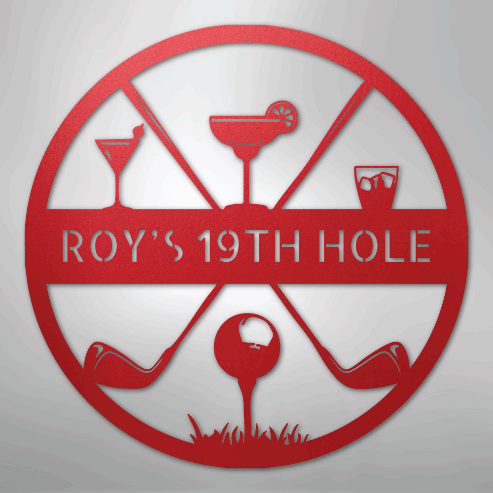 19th Hole Casual Monogram - Steel Sign