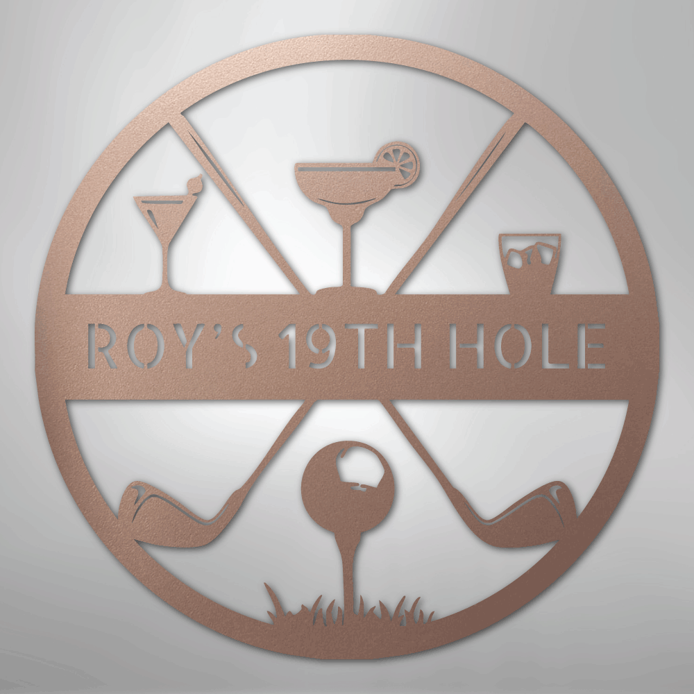 19th Hole Casual Monogram - Steel Sign
