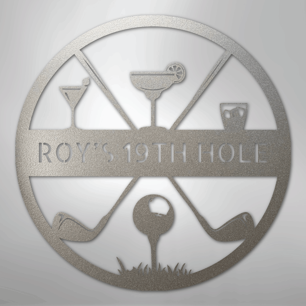 19th Hole Casual Monogram - Steel Sign