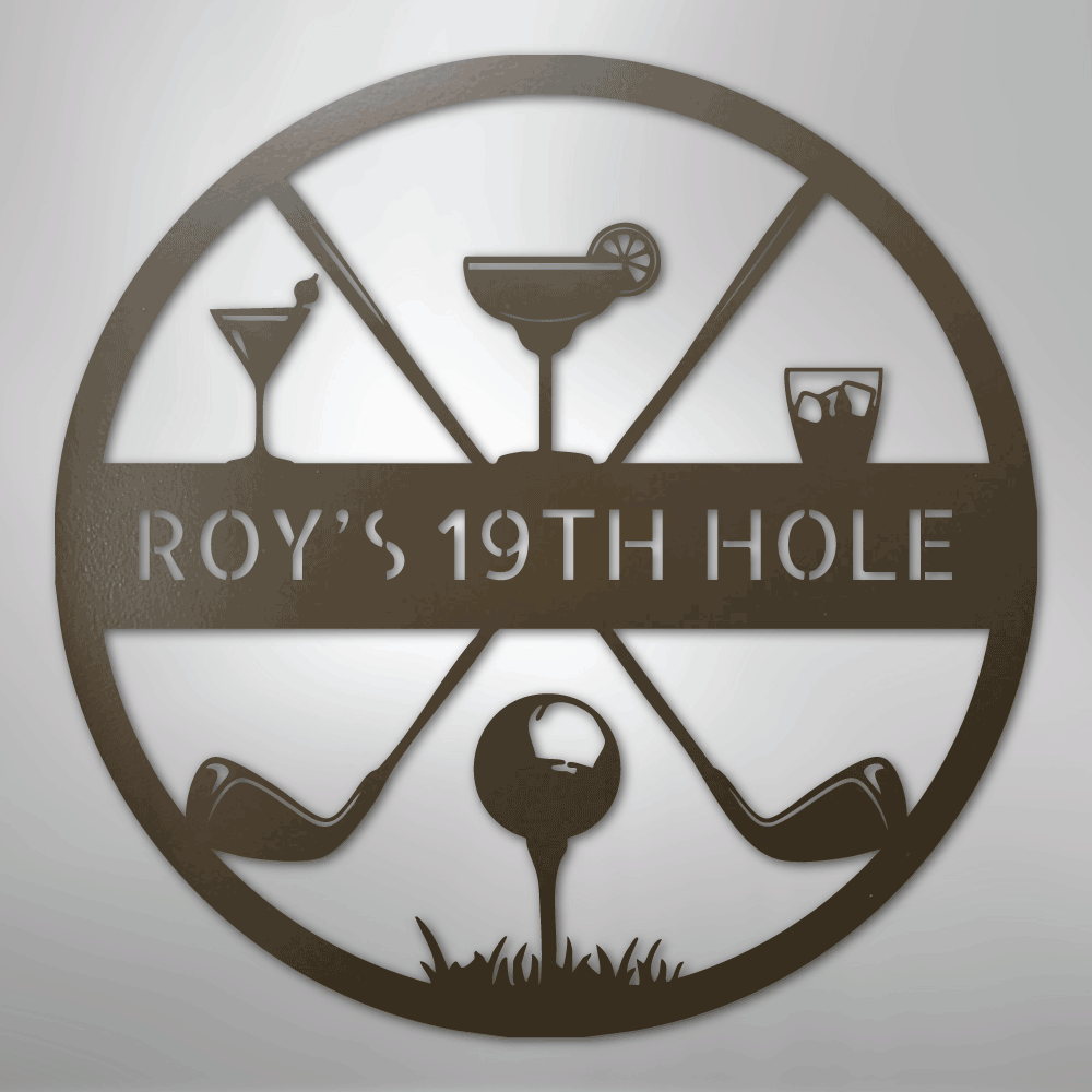 19th Hole Casual Monogram - Steel Sign
