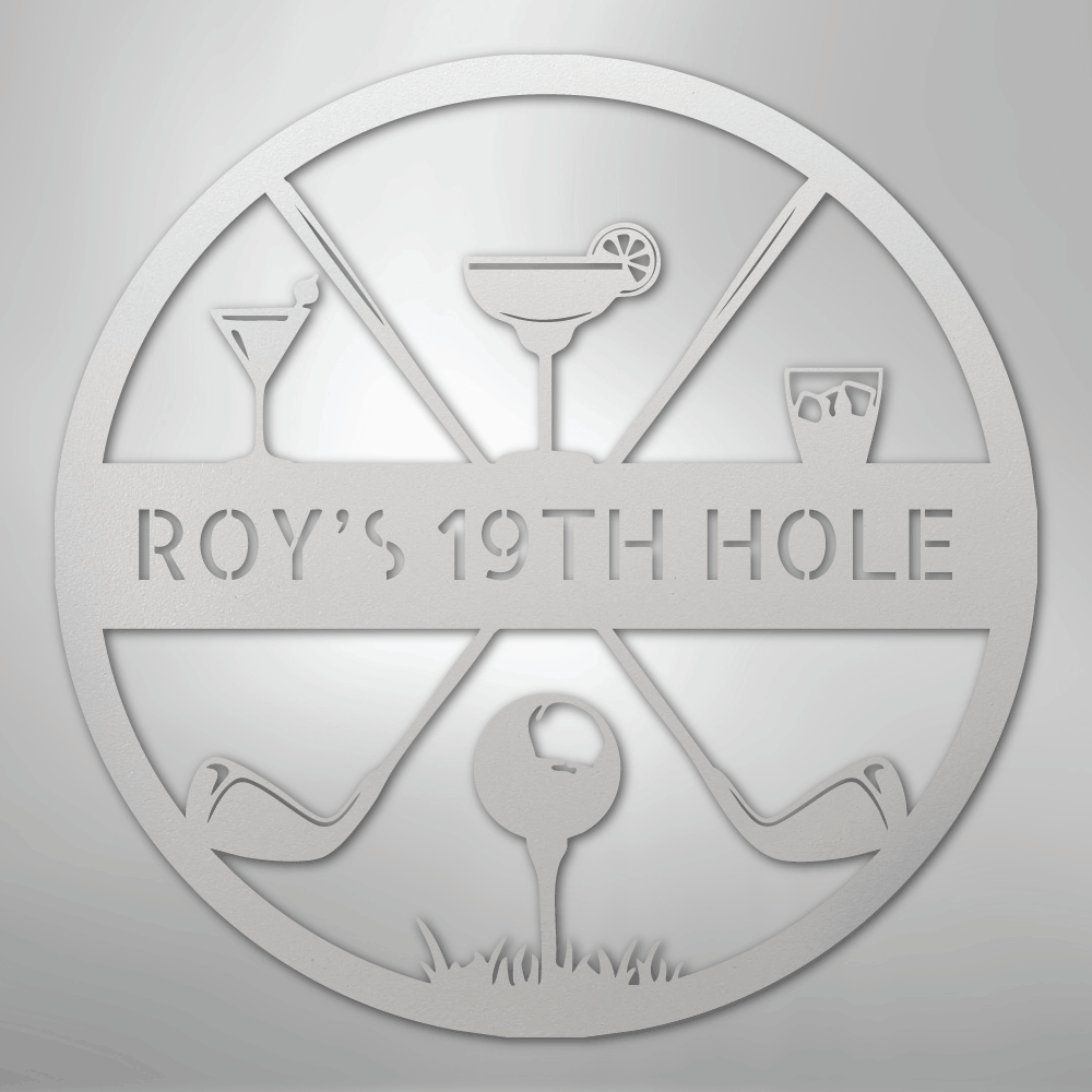 19th Hole Casual Monogram - Steel Sign