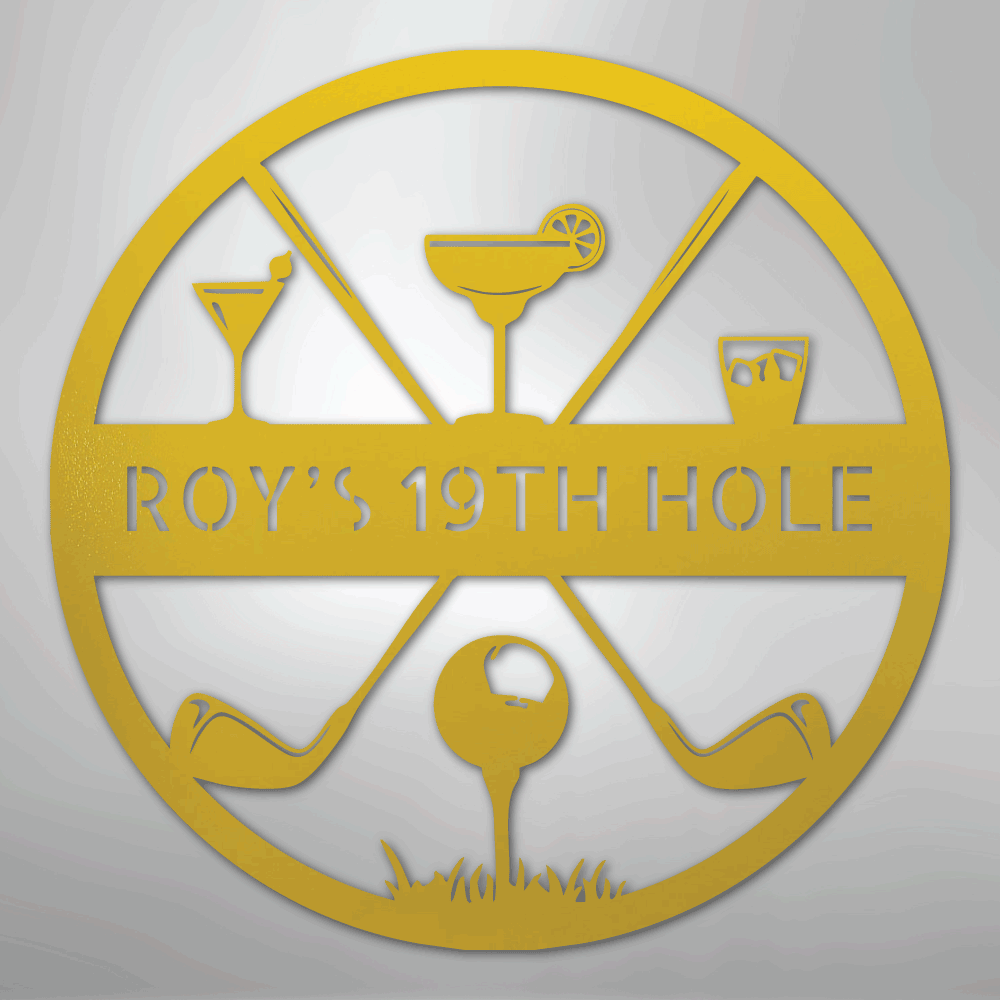 19th Hole Casual Monogram - Steel Sign