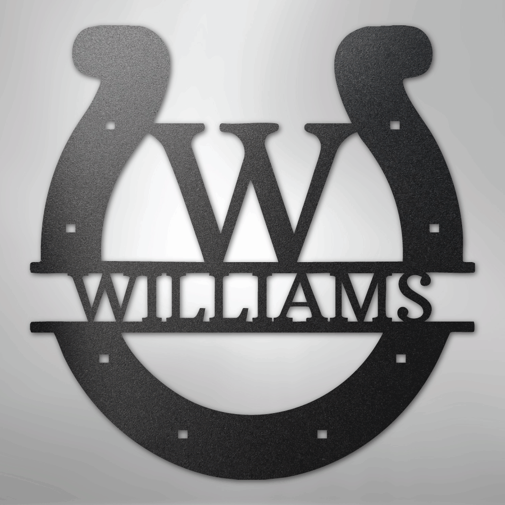 Custom Horseshoe Monogram - Steel Sign