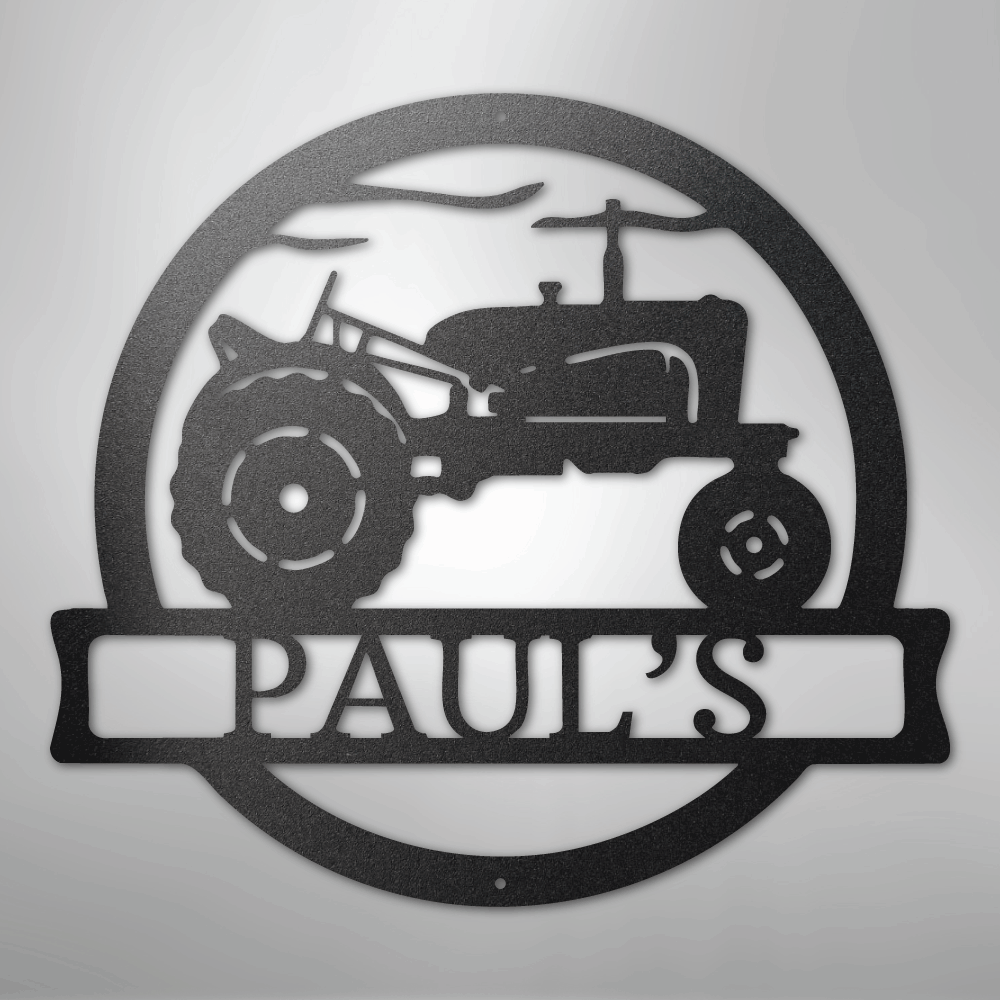 Old Tractor Monogram - Steel Sign