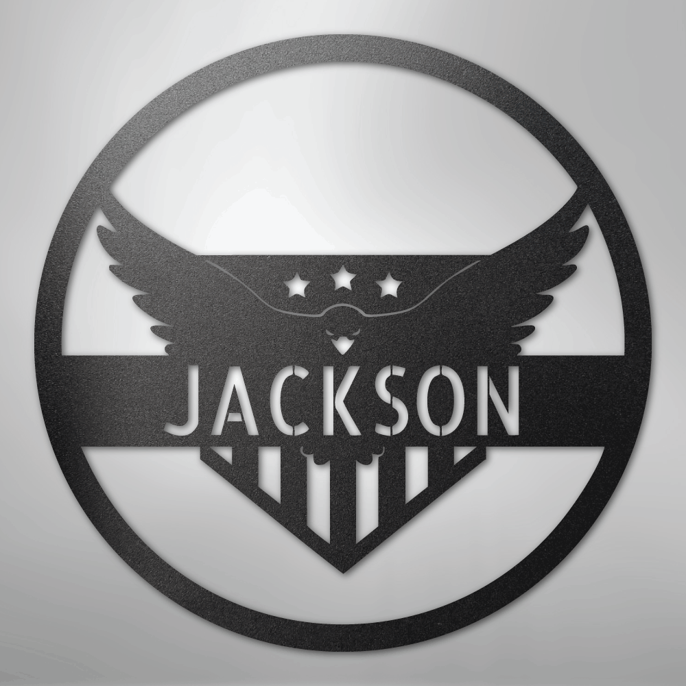 Attacking Eagle Monogram - Steel Sign