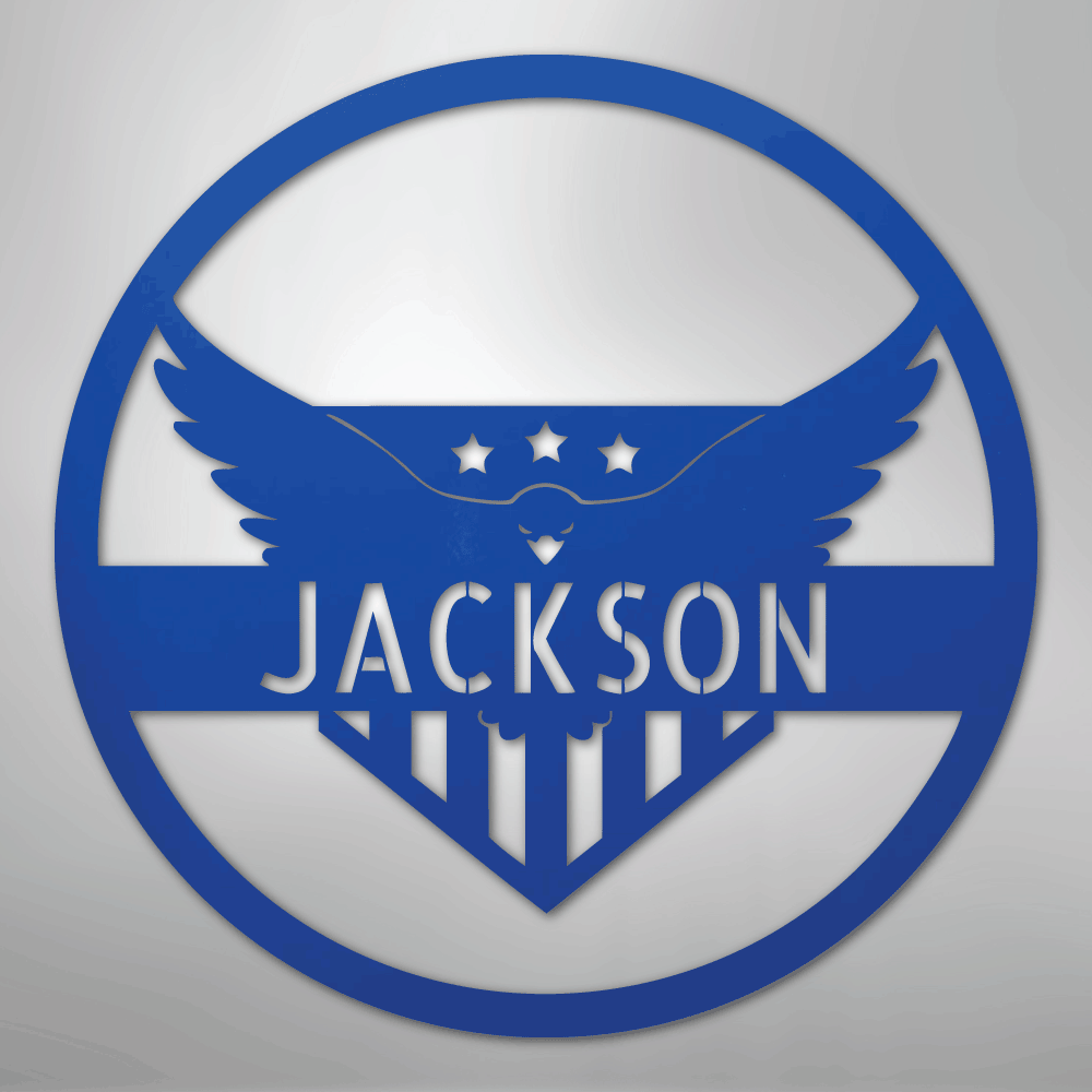 Attacking Eagle Monogram - Steel Sign
