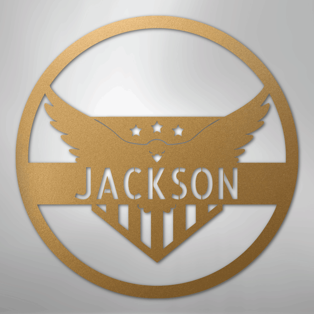 Attacking Eagle Monogram - Steel Sign