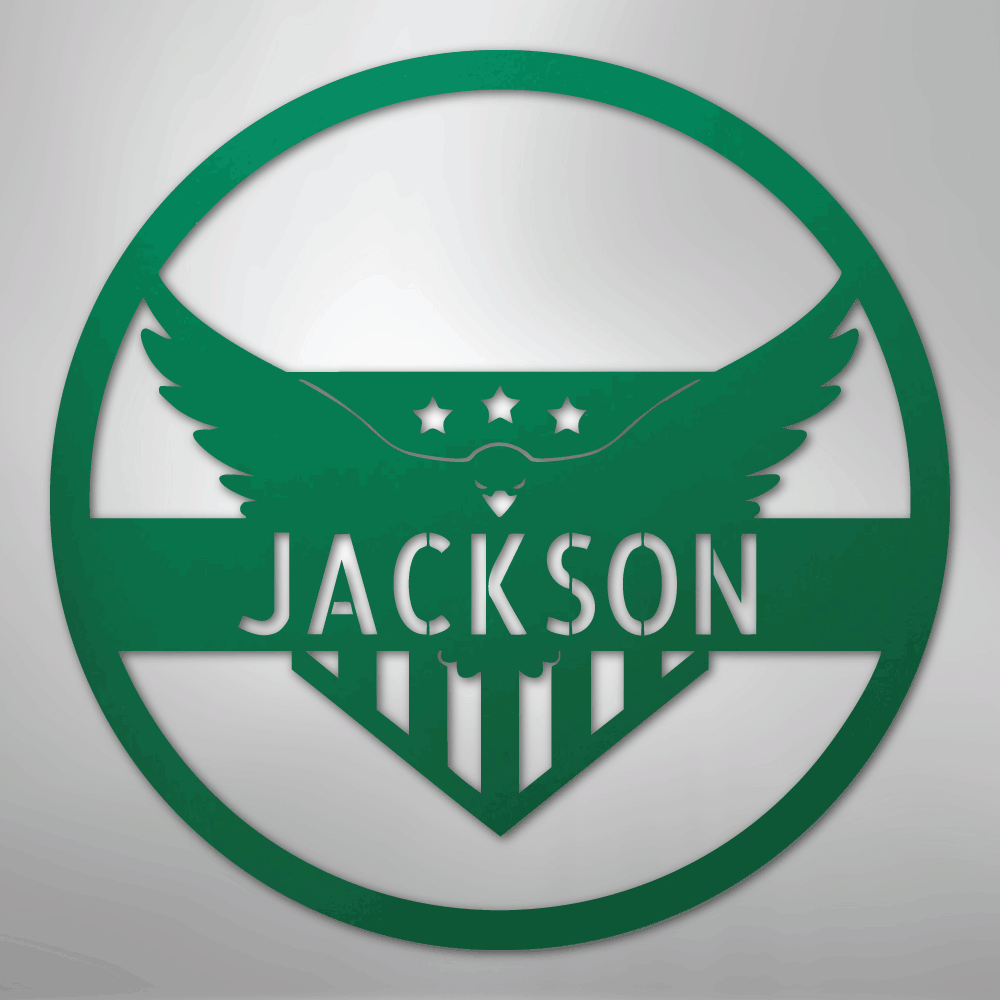 Attacking Eagle Monogram - Steel Sign