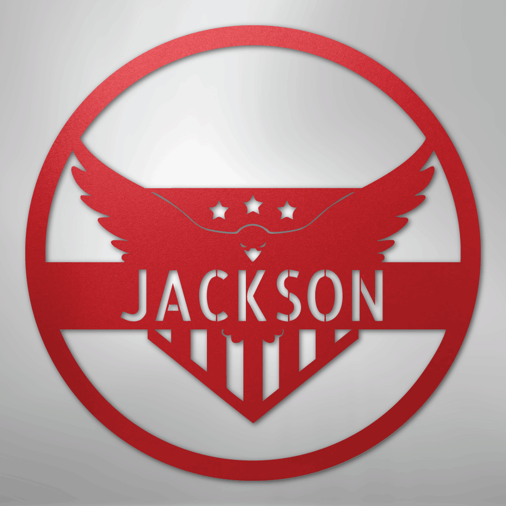 Attacking Eagle Monogram - Steel Sign