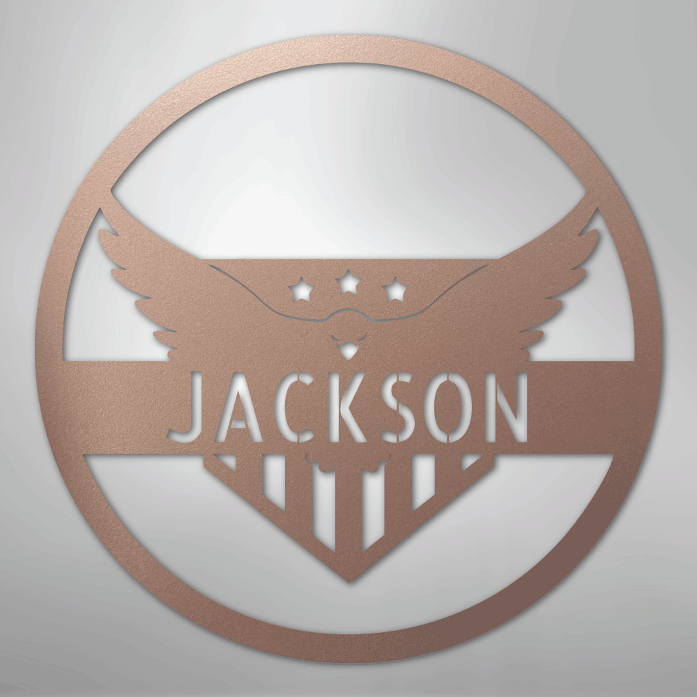 Attacking Eagle Monogram - Steel Sign