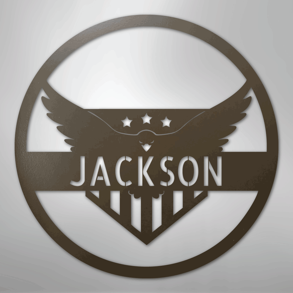 Attacking Eagle Monogram - Steel Sign
