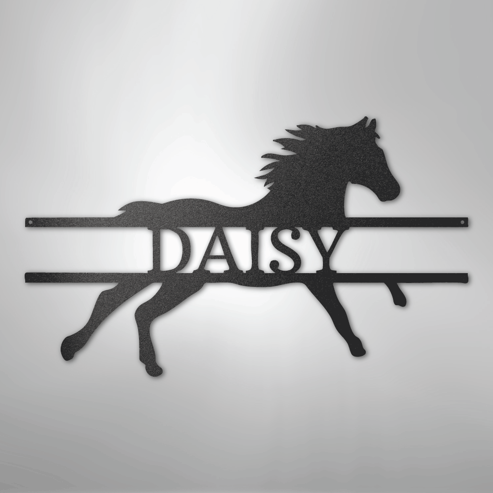 Sprinting Horse Monogram - Steel Sign