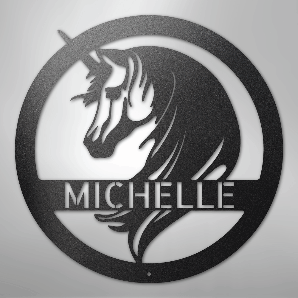 Unicorn Monogram - Steel Sign
