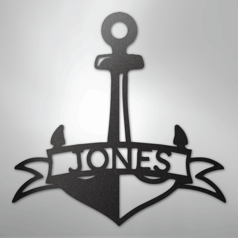 Fancy Anchor Banner - Steel Sign
