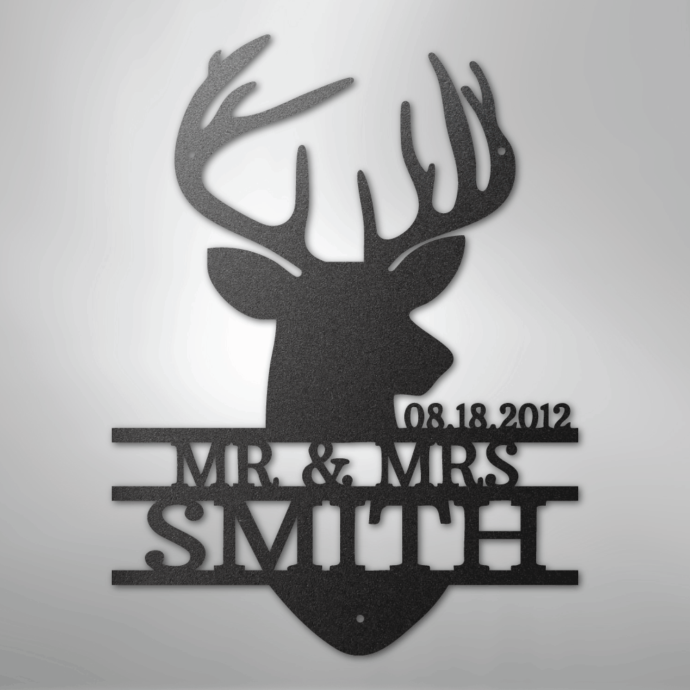 Deer Head Monogram - Steel Sign